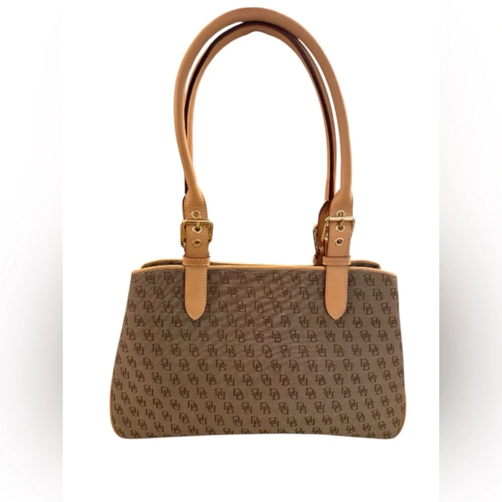 Dooney & Bourke Monogram Canvas Satchel — Tan / Brown